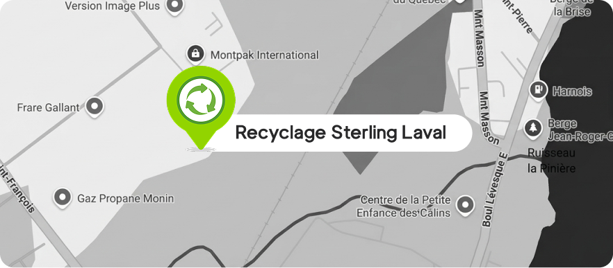 Succursale de Laval – boulevard Maurice-Cullen de Recyclage Sterling, service de location de conteneurs et gestion des matières résiduelles.
